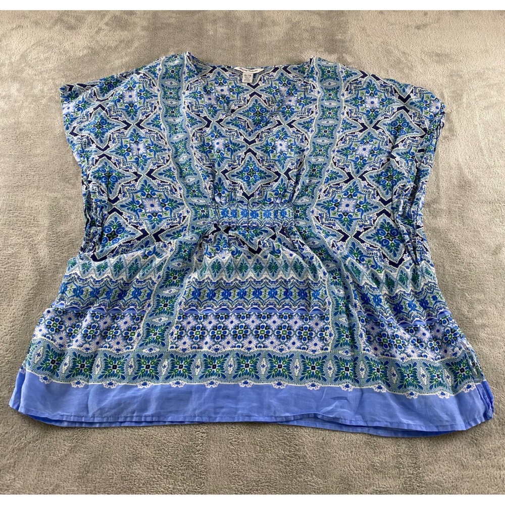 Tommy Bahama Blue and Green Printed Short Sleeve Tunic
